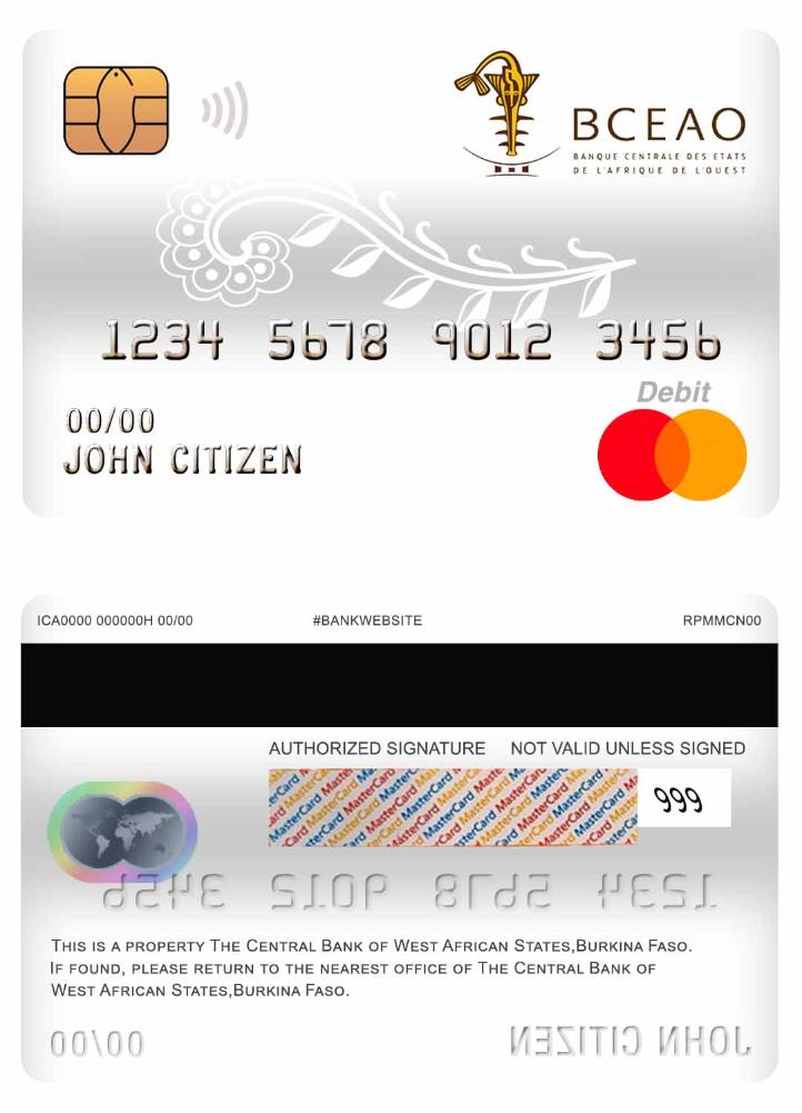 Burkina Faso The Central Bank of West African States Bank master debit card